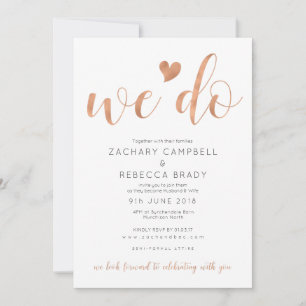 Rose Gold We Do Wedding Invitation Blush