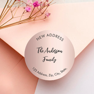 Rose gold we have moved new address classic round sticker