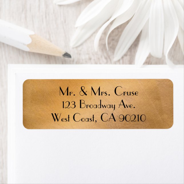 Rose Gold Wedding Address Label Metallic Design (Insitu)