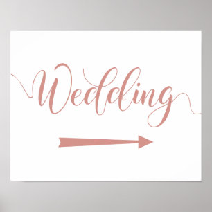 Rose Gold Wedding Arrow Sign Right Direction