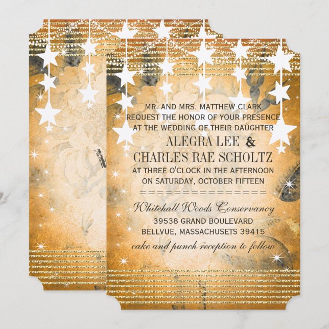 Rose Gold Wedding Chalkboard Under the Stars Invitation (Front/Back)