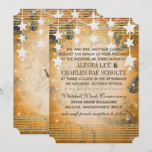 Rose Gold Wedding Chalkboard Under the Stars Invitation