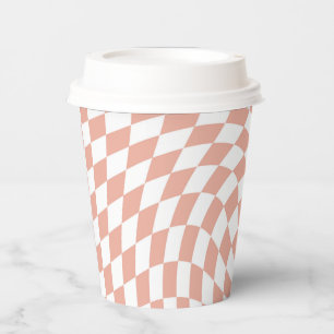 Rose Gold Wedding Collection Check Chequered Paper Cups
