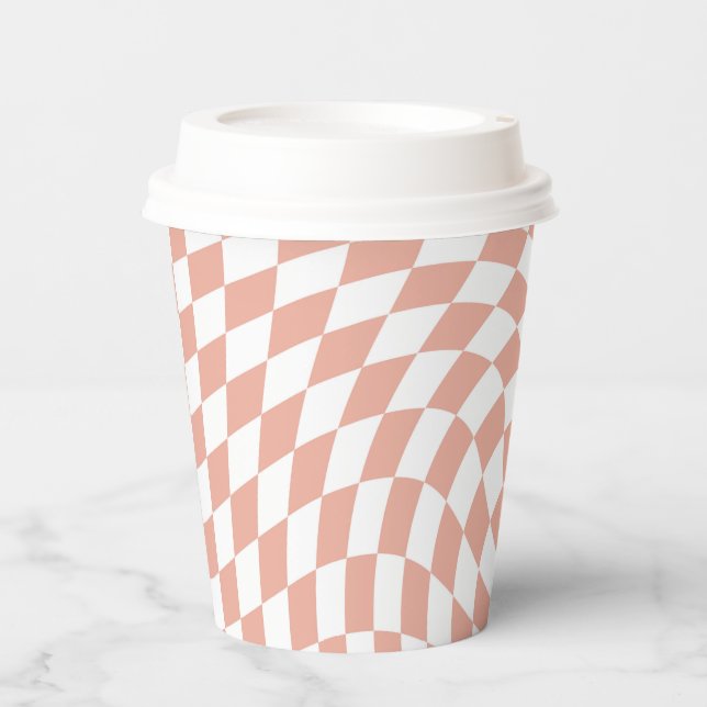 Rose Gold Wedding Collection Check Chequered Paper Cups (Front)