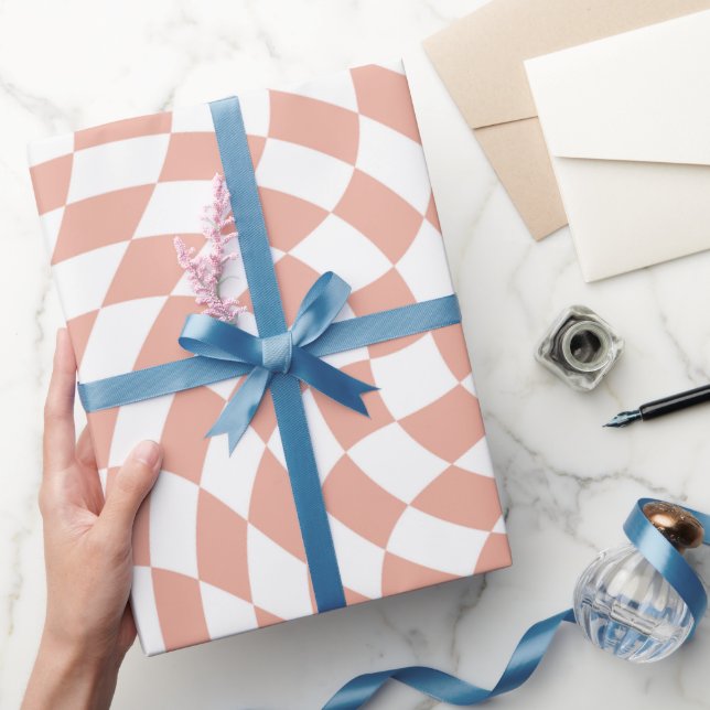 Rose Gold Wedding Collection Check Chequered  Wrapping Paper (Gifting)