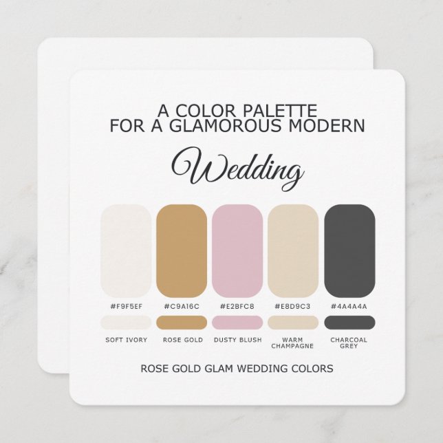 Rose Gold Wedding Color Palette Card (Front/Back)