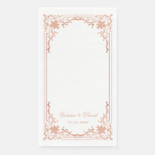 Rose Gold Wedding Elegant Vintage Antique Script Napkin