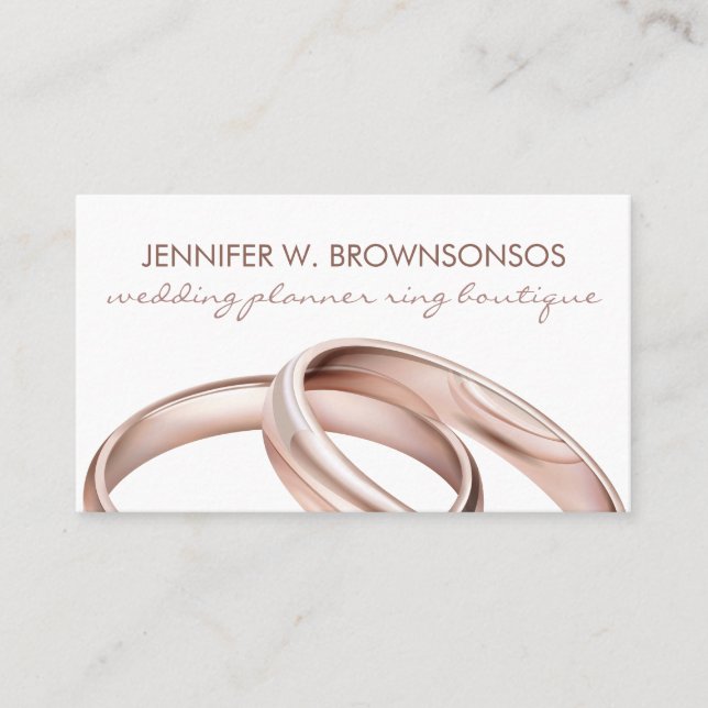 Rose gold Wedding Engagement Celebration Ring Business Card (Front)