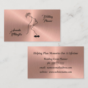 Rose Gold Wedding Event Planner Business Card