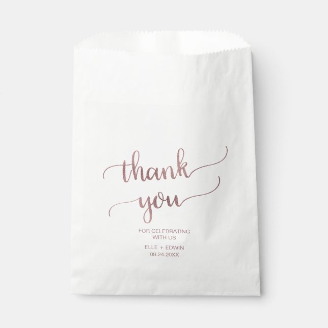 Rose Gold Wedding Favour Bags (Front)