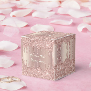 Rose Gold Wedding Favour Boxes with Custom Text