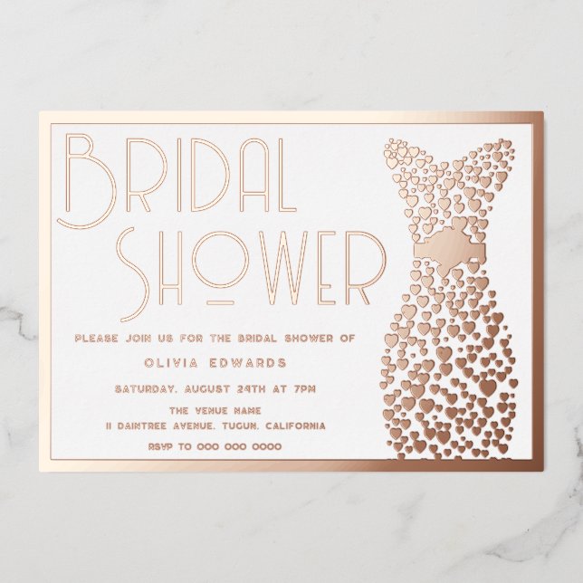 Rose Gold Wedding Gown Vintage Retro Bridal Shower (Front)