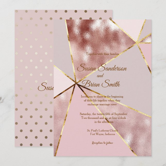 Rose Gold Wedding Invitation (Front/Back)