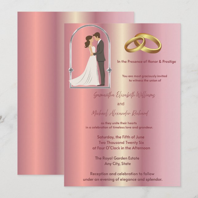 Rose Gold Wedding Invitation – Elegant Metallic De (Front/Back)