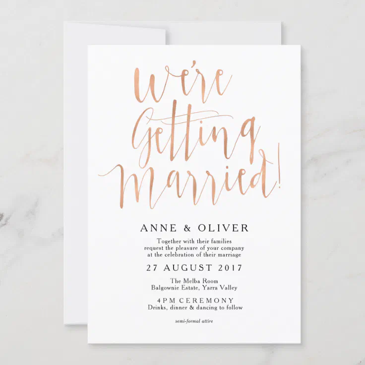 Rose Gold Wedding Invitation Rustic | Zazzle