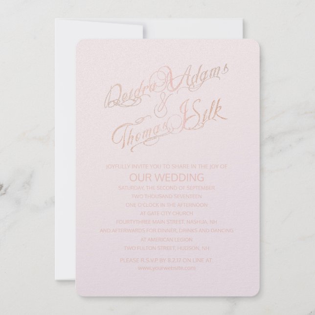 Rose Gold Wedding Invitations (Back)