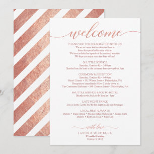 Rose Gold Wedding Itinerary - Wedding Welcome Invitation