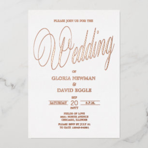 Rose Gold  Wedding Real  Foil Invitation