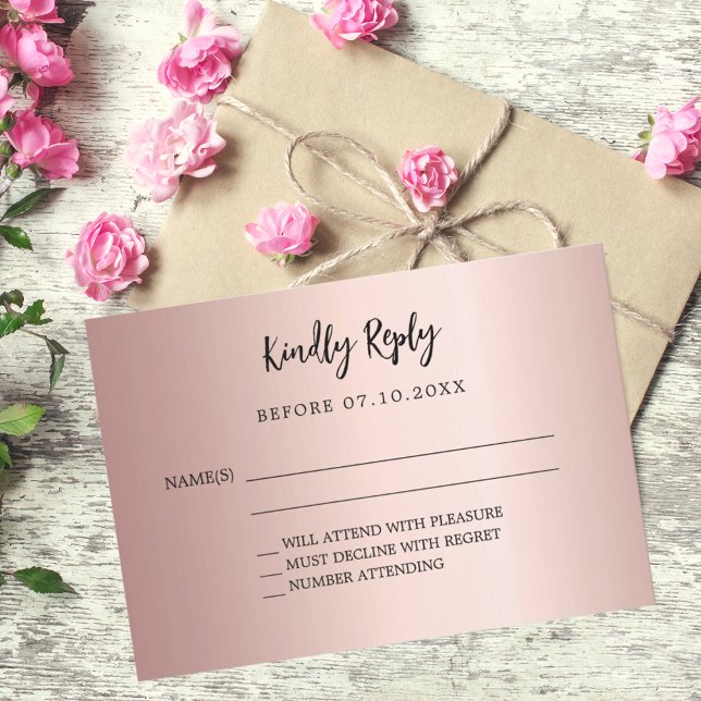 Rose gold wedding response RSVP card (Creator Uploaded)