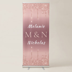 Rose Gold Wedding Retractable Banner Name Letters