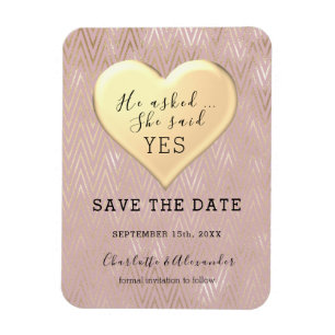 Rose Gold Wedding Save The Date Invitation Magnet
