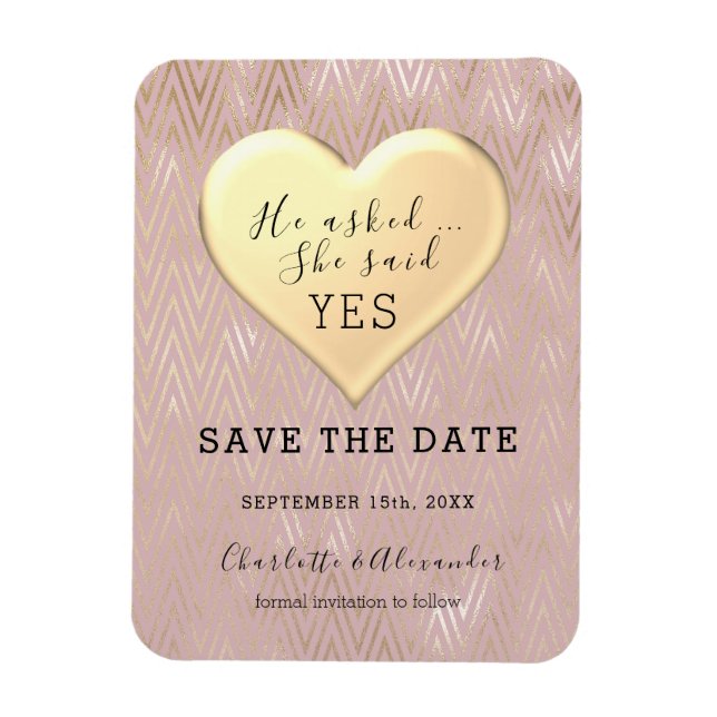 Rose Gold Wedding Save The Date Invitation Magnet (Vertical)