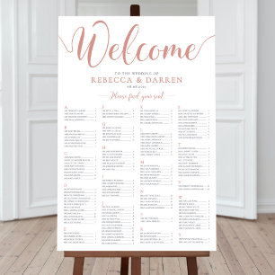Rose Gold Wedding Seating Chart Alphabetical
