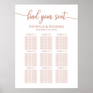 Rose Gold Wedding Seating Chart Chic Calligraphy