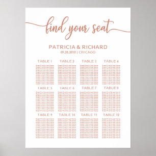 Rose Gold Wedding Seating Plan Board Calligraphy Poster