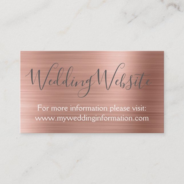 Rose Gold Wedding Website Card Insert (Front)