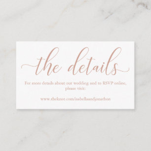 Rose Gold Wedding Website Enclosure Card