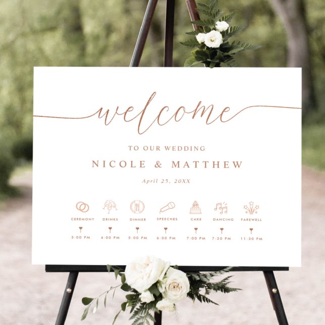 Rose Gold Wedding Welcome Sign and Timeline  (Creator Uploaded)