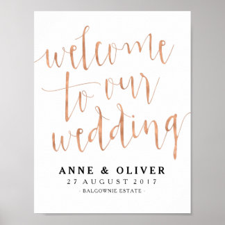 Rose Gold Wedding Welcome Sign Rustic