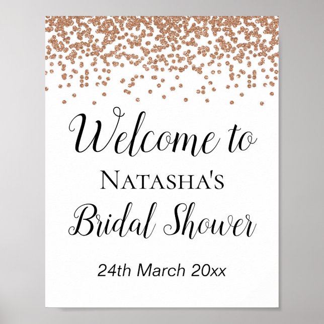 Rose Gold Welcome Sign - Bridal | Baby Shower Sign (Front)