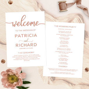 Rose Gold Welcome Wedding Ceremony Program Programme