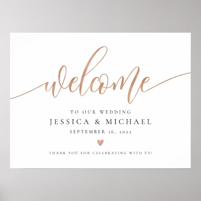 Rose Gold Welcome Wedding Sign (Front)