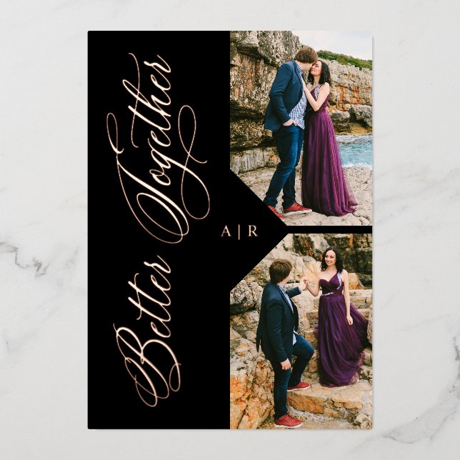 Rose Gold Whimsical Luxury Modern 2 Photos Collage (Front)