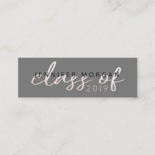 Rose Gold Whimsical Script Graduation Name Card