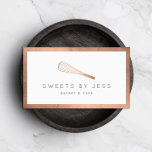 Rose Gold Whisk Bakery Business Card<br><div class="desc">A faux metallic rose gold whisk is simply styled with your name or business name in a clean typeface on these bakery business cards. A stylish impression for your baked goods business or cafe. Art and design © 1201AM Design Studio | www.1201am.com</div>