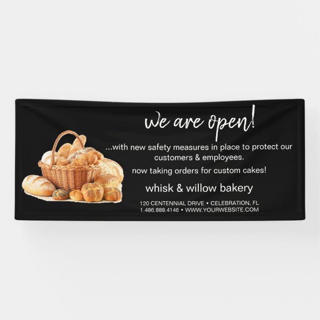 Rose Gold Whisk Bakery Business Reopening Banner (Horizontal)