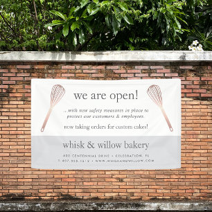Rose Gold Whisk Bakery Business Reopening Banner