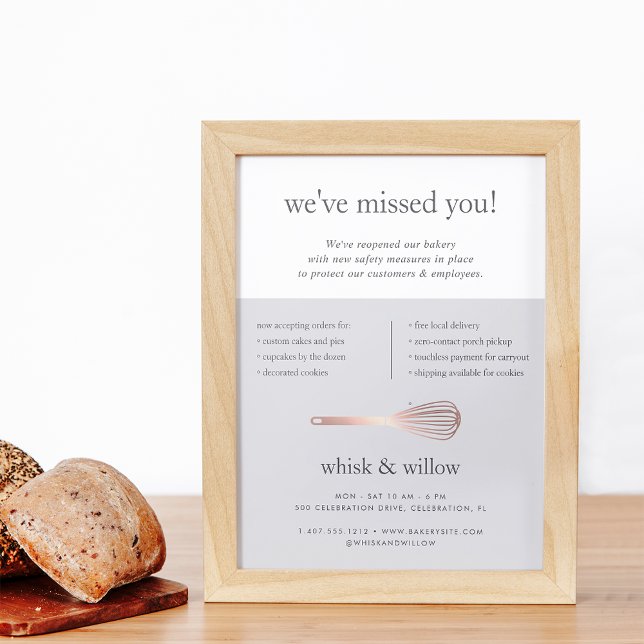 Rose Gold Whisk Bakery Business Reopening Flyer (Creator Uploaded)