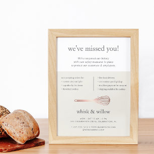 Rose Gold Whisk Bakery Business Reopening Flyer