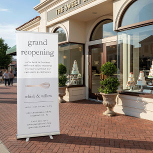 Rose Gold Whisk Bakery Business Reopening Retractable Banner
