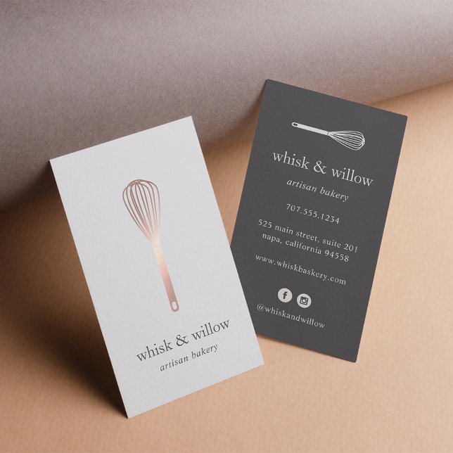 Rose Gold Whisk | Bakery | Chef | Caterer Business Card (Creator Uploaded)