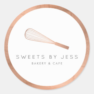 Rose Gold Whisk Bakery Classic Round Sticker