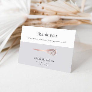 Rose Gold Whisk   Bakery or Caterer Business Thank You Card