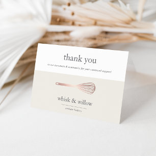 Rose Gold Whisk   Bakery or Caterer Business Thank You Card