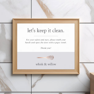 Rose Gold Whisk Bakery Retail Bathroom Handwashing Poster