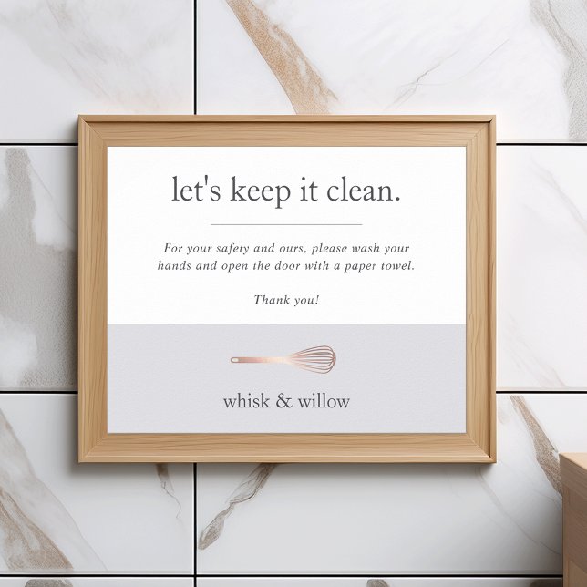 Rose Gold Whisk Bakery Retail Bathroom Handwashing Poster (Creator Uploaded)